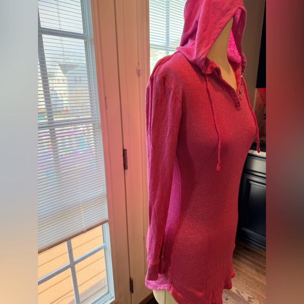 Candie's Hot Pink Hooded Chemise Slip - Picture 3 of 7